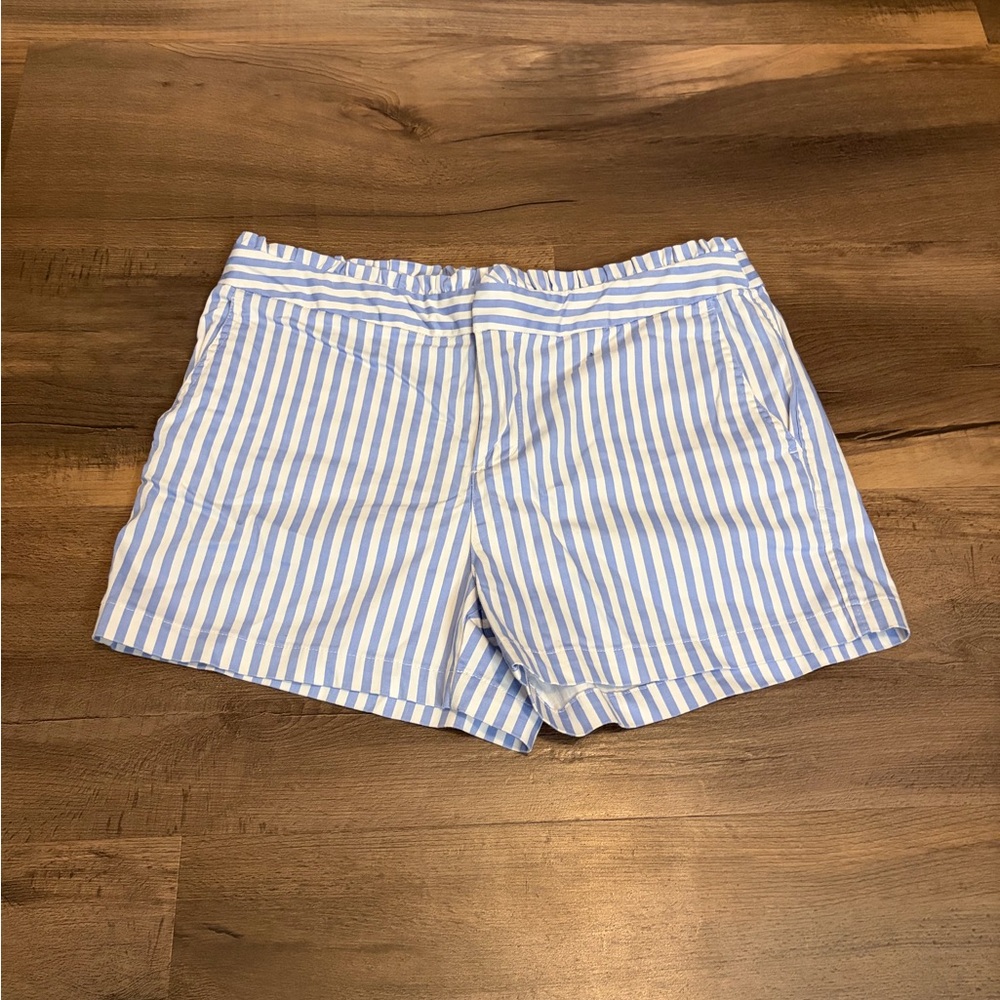 Womens Cynthia Rowley Light Blue and White Striped Casual Bermuda Shorts Size 10